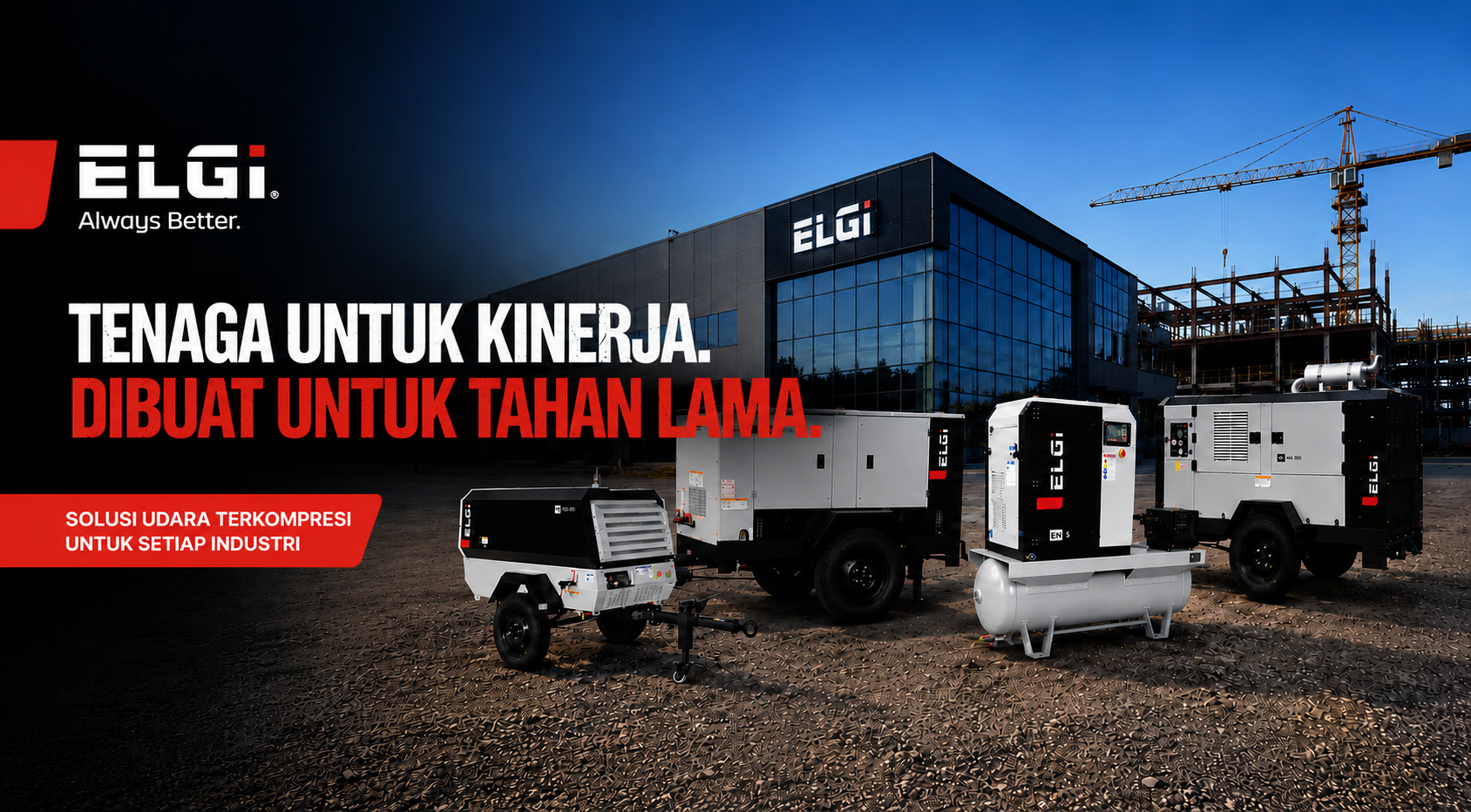 Kompresor udara Elgi untuk proyek konstruksi dan industri