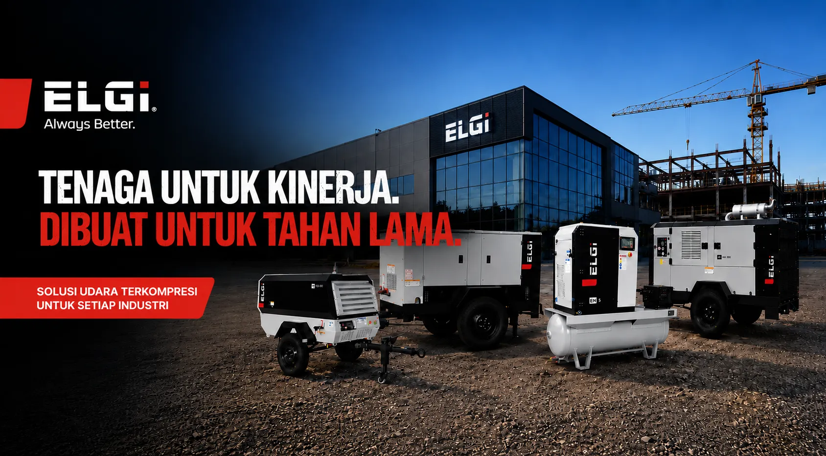Kompresor udara Elgi untuk proyek konstruksi dan industri